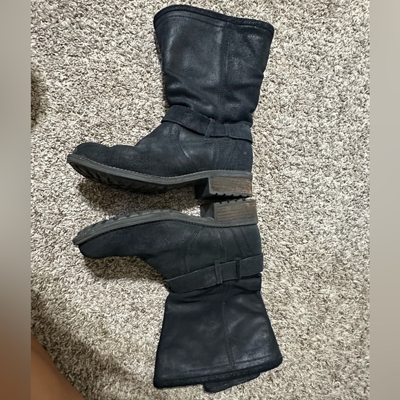 Ugg Silva Black Leather Zip Moto Snake Gusset Harness Boot - Picture 3 of 8